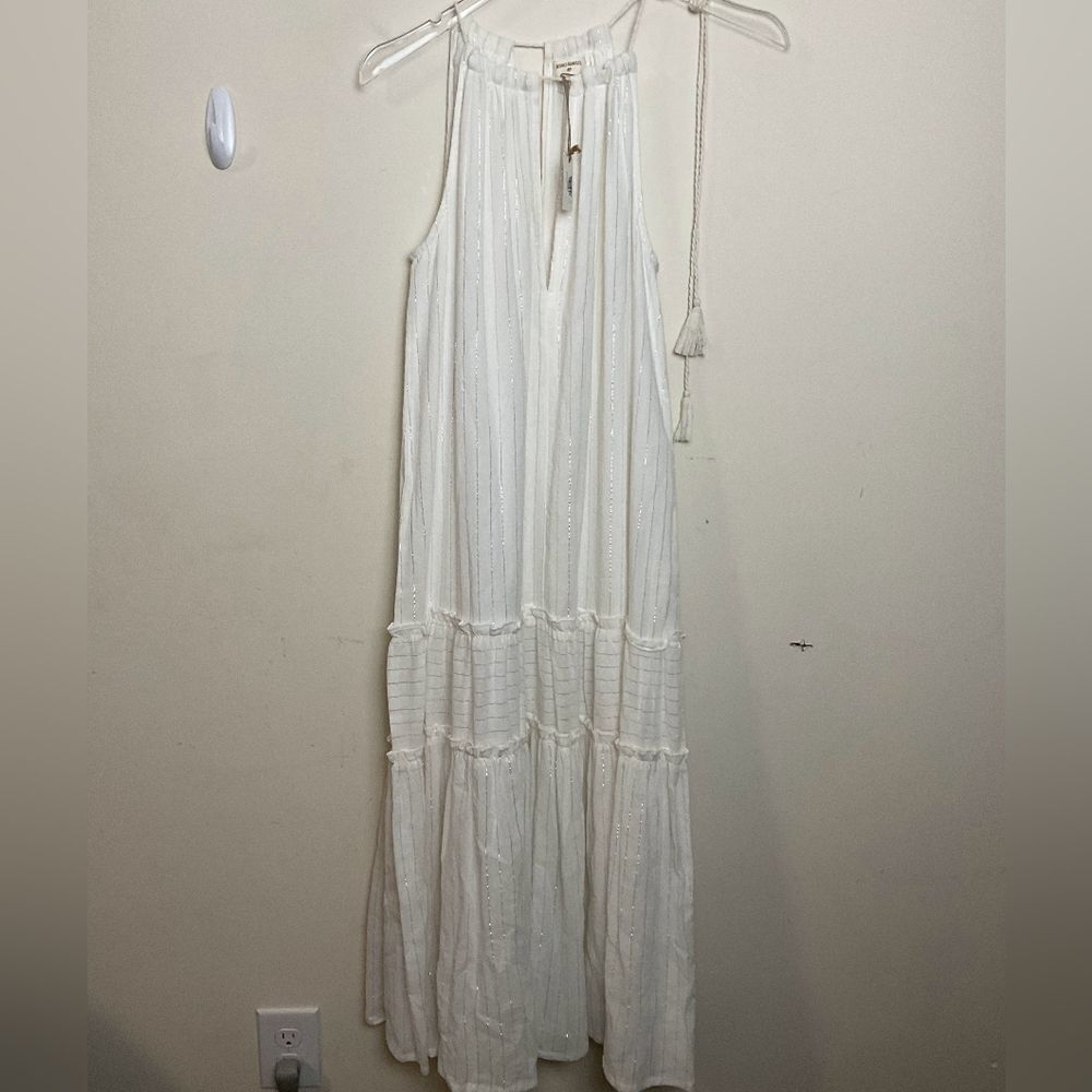 World Market Boho Sleeveless Tiered Flowy White Maxi Dress | Size S/M NWT